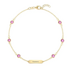 Pink Awareness WARRIOR & 6 Petite Pink Sapphire Bracelet in 14k Gold