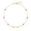 1 Nameplate & 6 Petite Aquamarine Bracelet in 14k Gold (March)