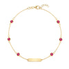 1 Nameplate & 6 Petite Ruby Bracelet in 14k Gold (July)