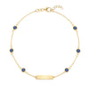 1 Nameplate & 6 Petite Sapphire Bracelet in 14k Gold (September)