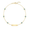 1 Nameplate & 6 Petite Nantucket Blue Topaz Bracelet in 14k Gold (December)
