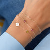 Adelaide Mini bracelet, Classic 3 Pink Tourmaline Birthstone bracelet, & personalized 1 Letter & 1 Birthstone bracelet.