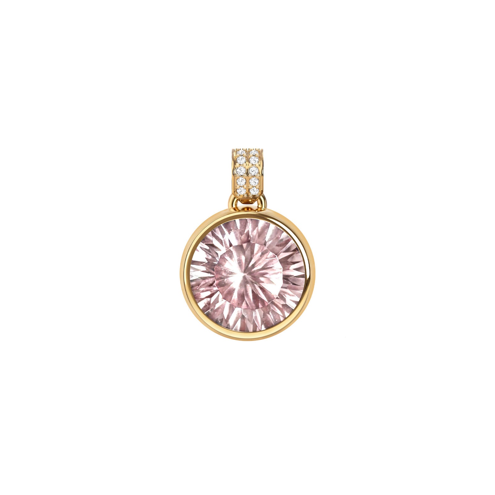 Jamestown Blush Sapphire Pendant with Diamond Bail in 14k Gold (October)