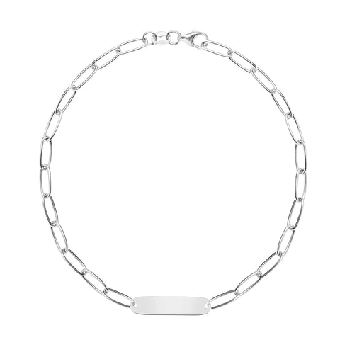 Large 1 Nameplate Bracelet on Adelaide in 14k Gold - White Gold