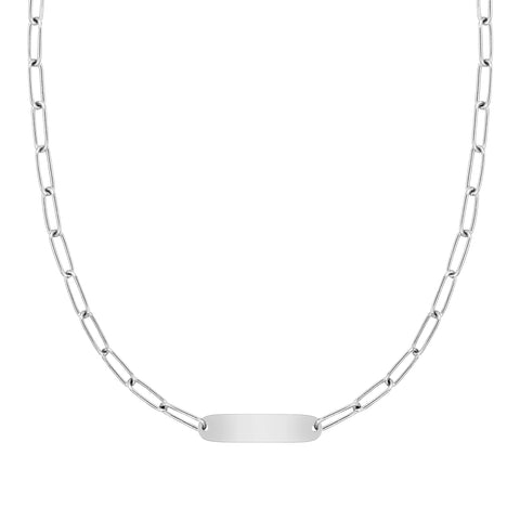 Large 1 Nameplate Necklace on Adelaide in 14k Gold - White Gold