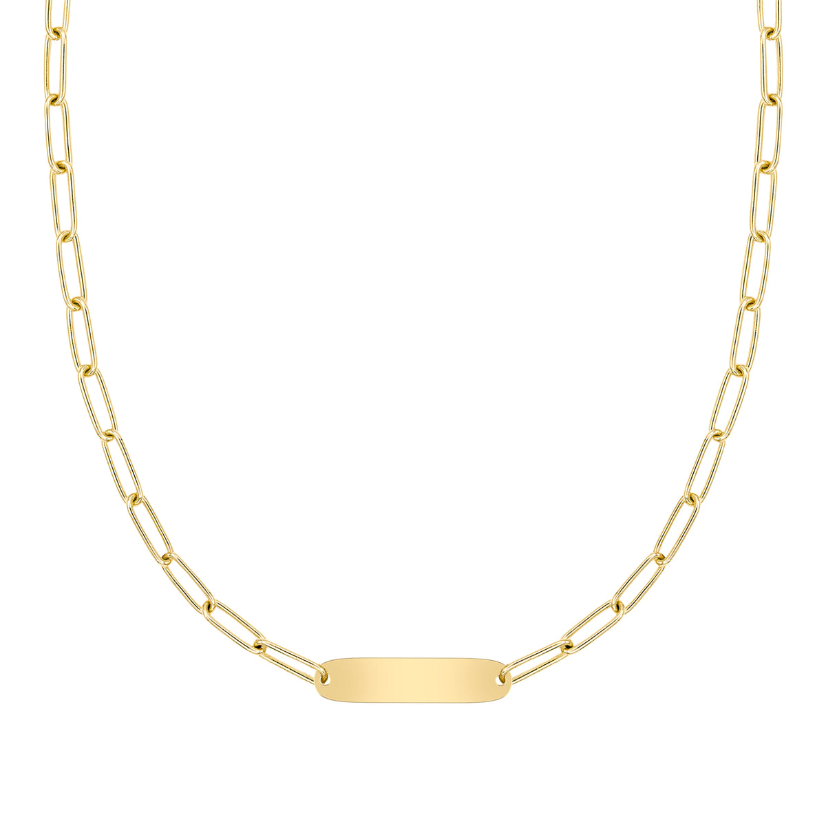 Large 1 Nameplate Necklace on Adelaide in 14k Gold