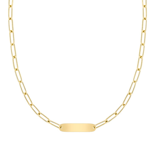Large 1 Nameplate Necklace on Adelaide in 14k Gold