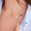 1 Letter & 1 Grand Emerald Adelaide Mini Necklace in 14k Gold (May)