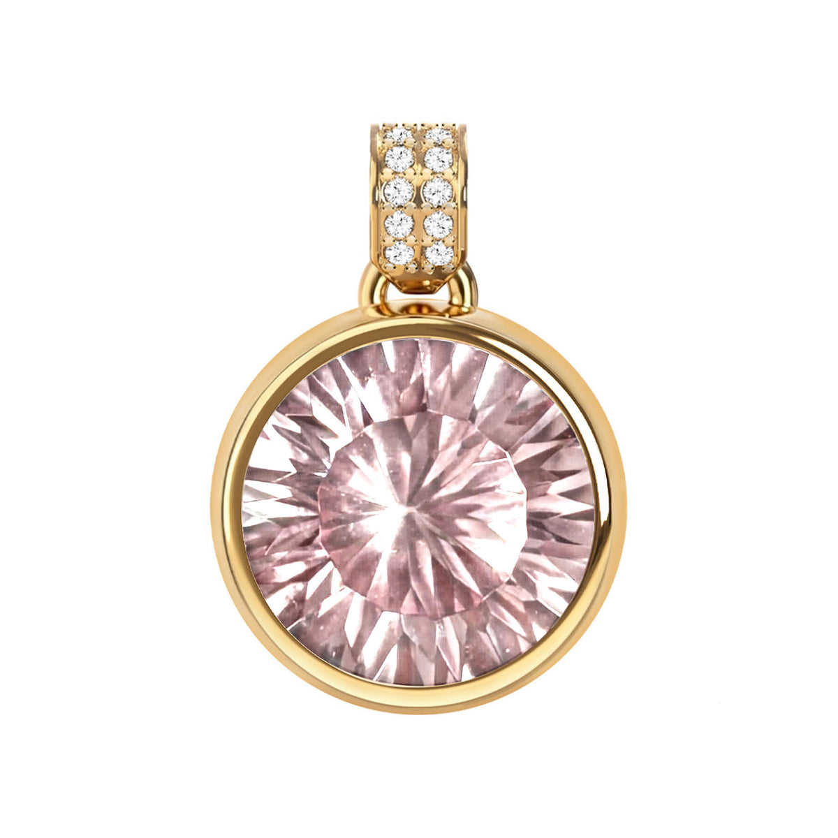 Jamestown Blush Sapphire Pendant with Diamond Bail in 14k Gold (October)
