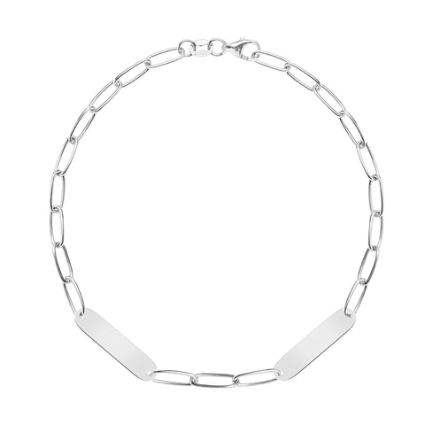 Large 2 Nameplate Bracelet on Adelaide in 14k Gold - White Gold