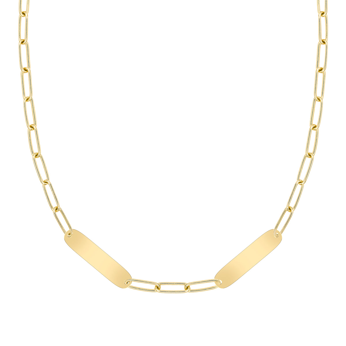Large 2 Nameplate Necklace on Adelaide in 14k Gold
