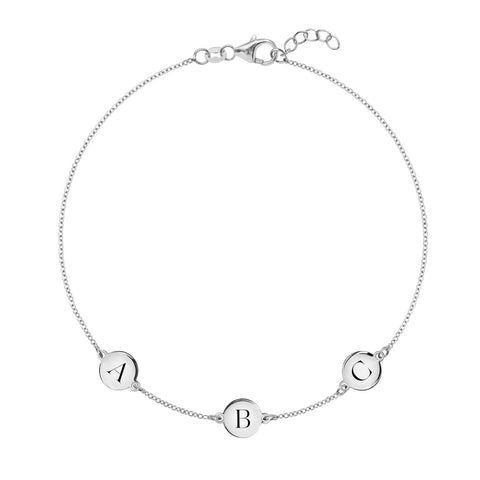 3 Letter Bracelet in 14k Gold - White Gold