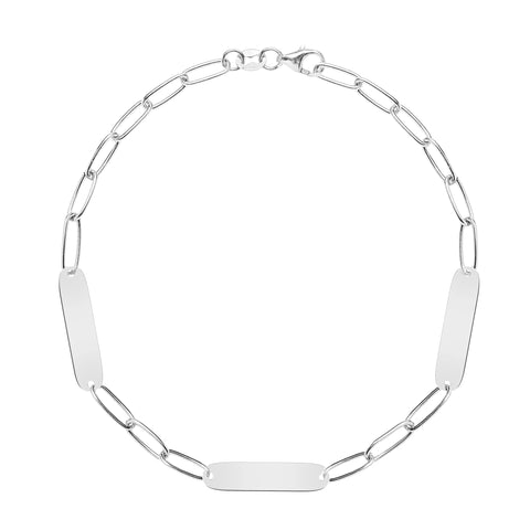 Large 3 Nameplate Bracelet on Adelaide in 14k Gold - White Gold
