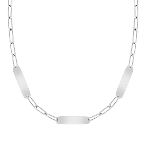 Large 3 Nameplate Necklace on Adelaide in 14k Gold - White Gold