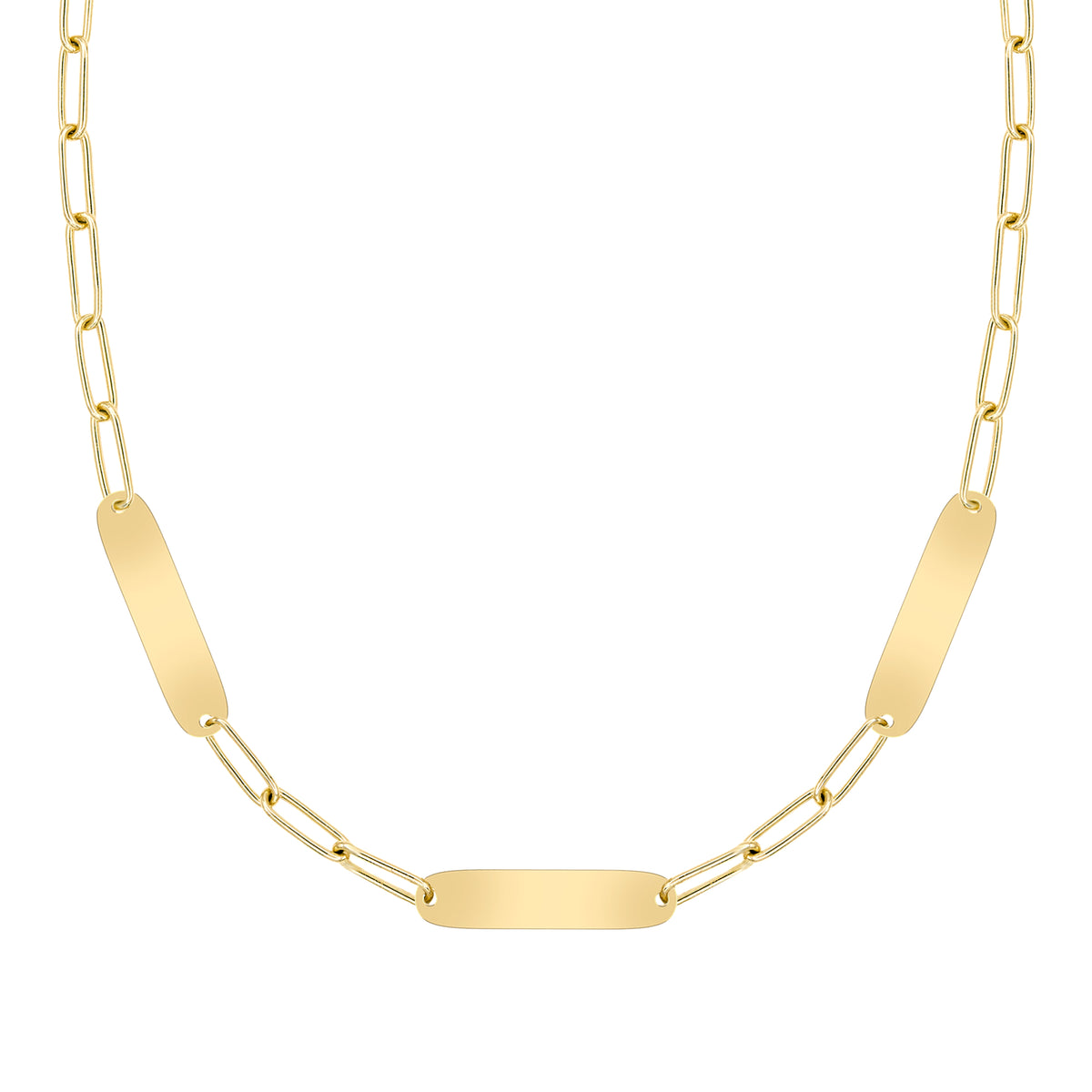 Large 3 Nameplate Necklace on Adelaide in 14k Gold