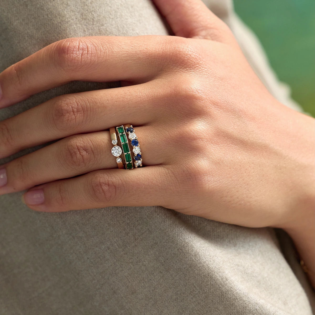 Barrington 3 Birthstone Ring in 14k Gold