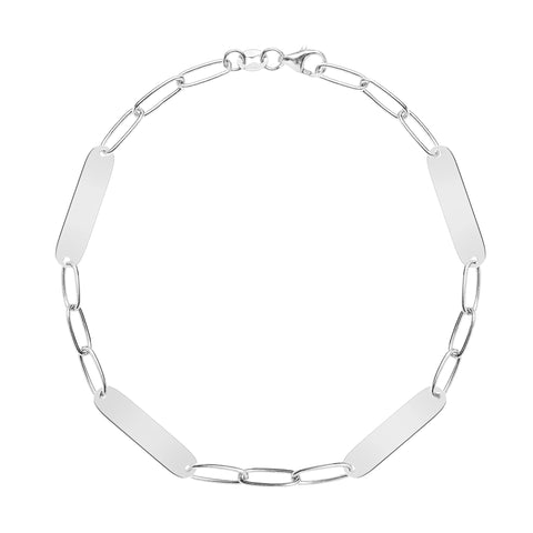 Large 4 Nameplate Bracelet on Adelaide in 14k Gold - White Gold