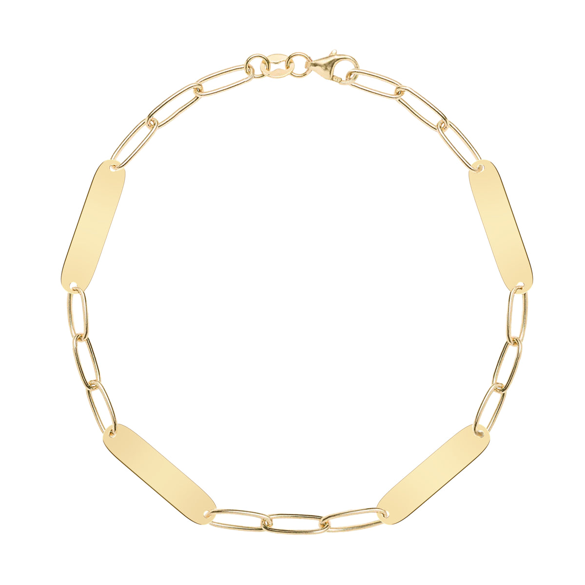 Large 4 Nameplate Bracelet on Adelaide in 14k Gold