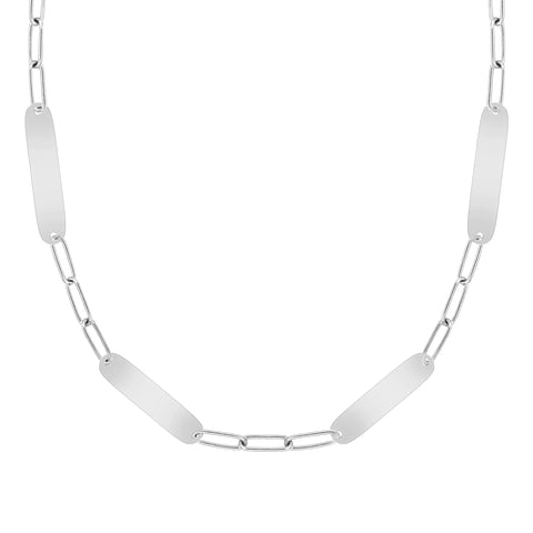 Large 4 Nameplate Necklace on Adelaide in 14k Gold - White Gold