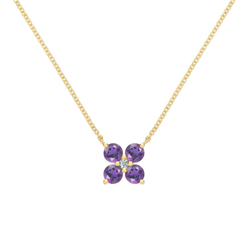 The Vault: Greenwich 4 Amethyst & Diamond Necklace, Yellow Gold Size Medium