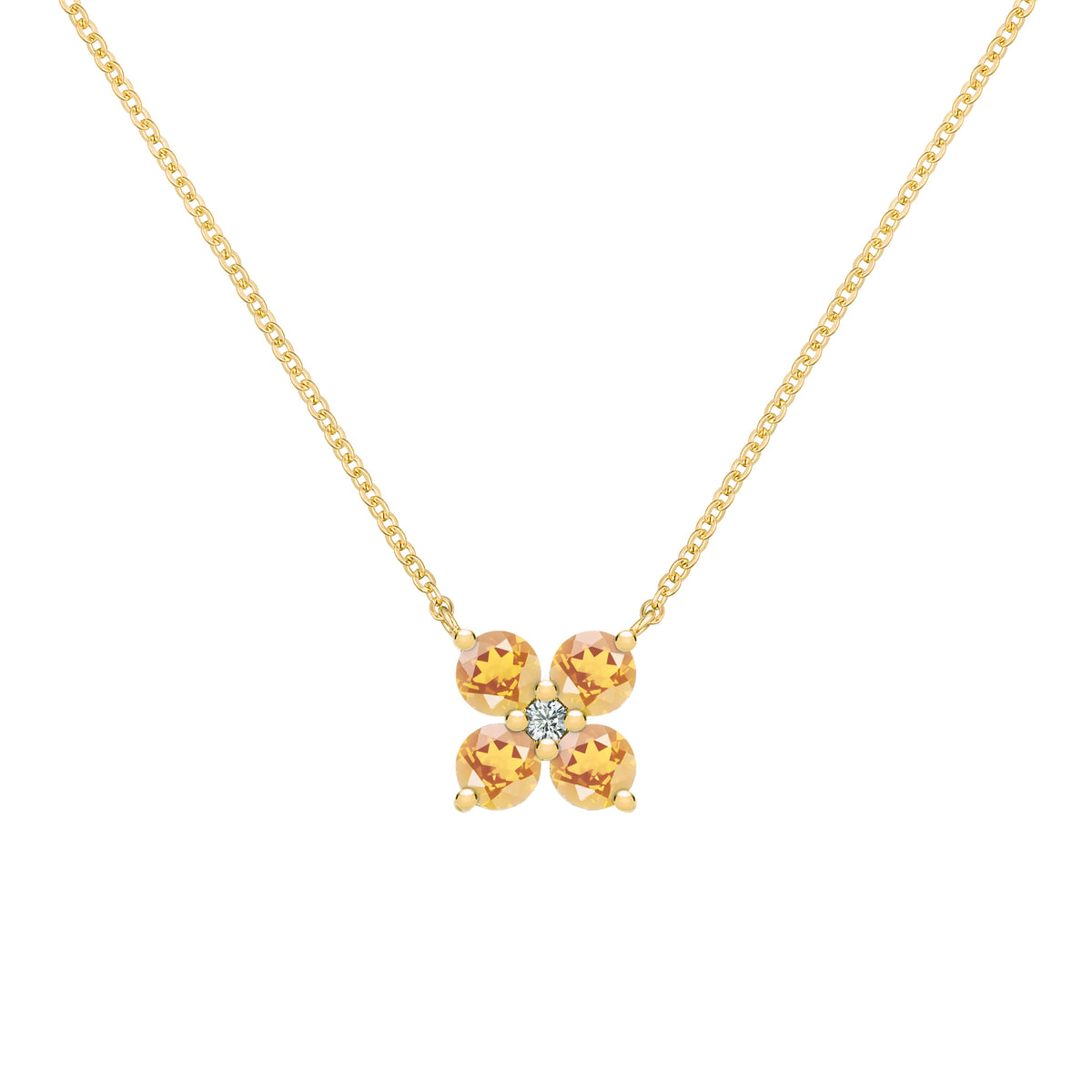 Greenwich Flower Sapphire & Diamond Necklace in 14k Gold (September)