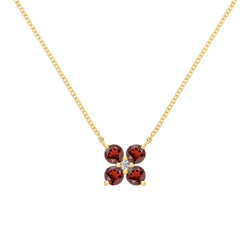 Greenwich 4 Garnet & Diamond Necklace in 14k Gold (January)