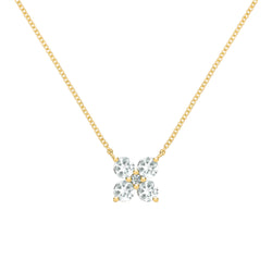 Greenwich 4 White Topaz & Diamond Necklace in 14k Gold (April)