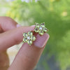 Greenwich Flower Peridot & Diamond Earrings in 14k Gold (August)