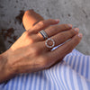 Rosecliff Circle Diamond & Aquamarine Ring in 14k Gold (March)