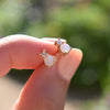 Greenwich Solitaire Opal & Diamond Earrings in 14k Gold (October)