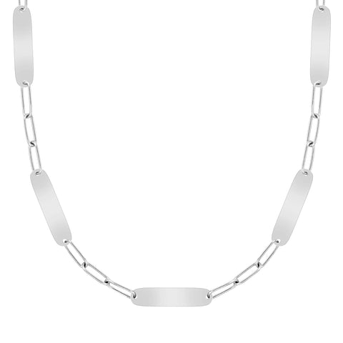 Large 5 Nameplate Necklace on Adelaide in 14k Gold - White Gold
