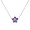 Greenwich Flower Amethyst & Diamond Necklace in 14k Gold (February)
