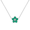 Greenwich Flower Emerald & Diamond Necklace in 14k Gold (May)