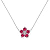 Greenwich Flower Ruby & Diamond Necklace in 14k Gold (July)