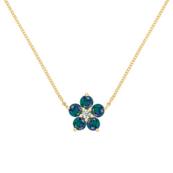 Greenwich Flower Alexandrite & Diamond Necklace in 14k Gold (June)