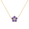 Greenwich Flower Amethyst & Diamond Necklace in 14k Gold (February)