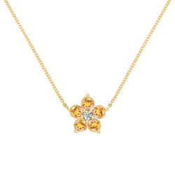 Greenwich Flower Citrine & Diamond Necklace in 14k Gold (November)