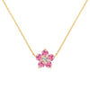 Greenwich Flower Pink Tourmaline & Diamond Necklace in 14k Gold (October)