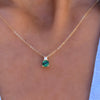 Greenwich Solitaire Emerald & Diamond Necklace in 14k Gold (May)