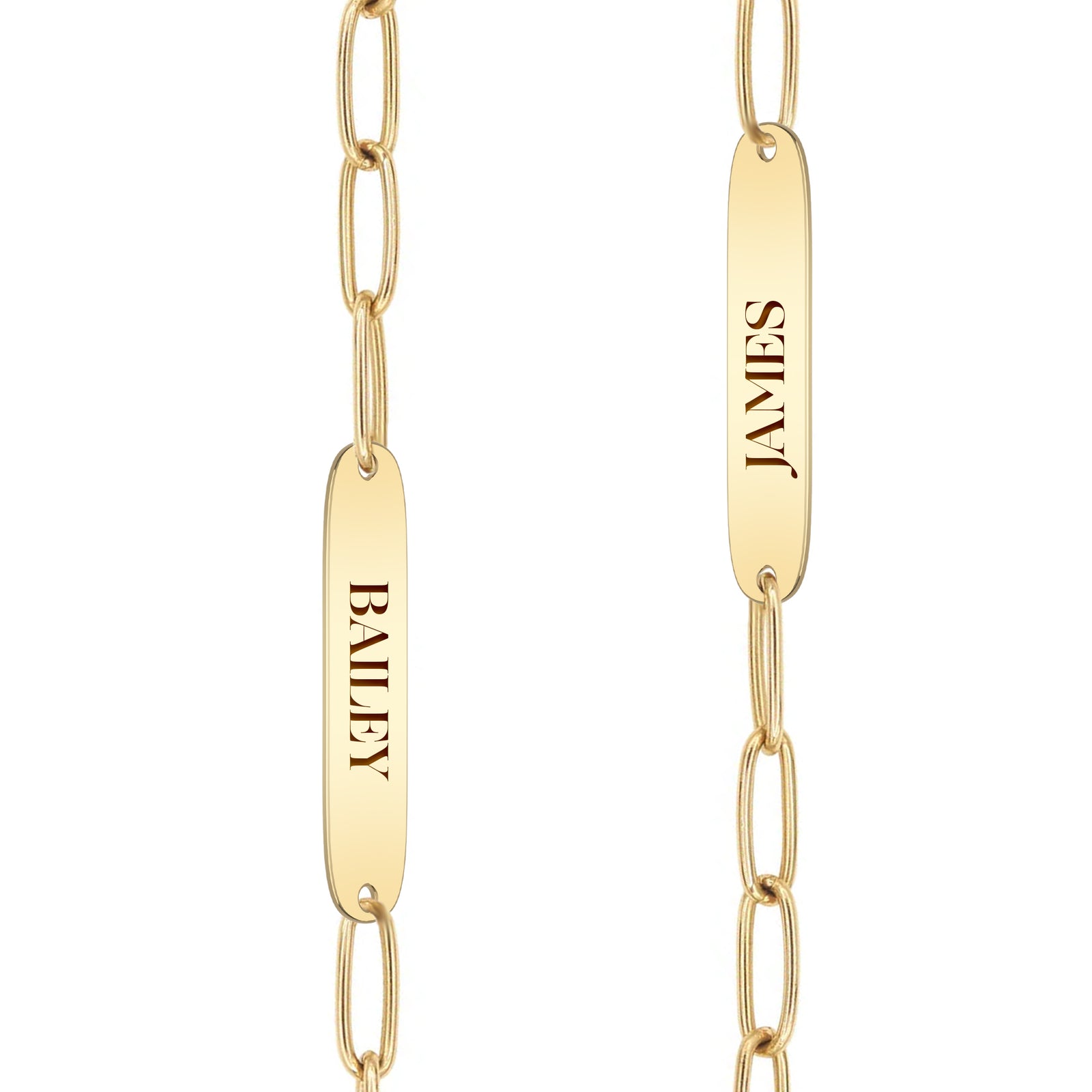 Large 4 Nameplate Necklace on Adelaide in 14k Gold
