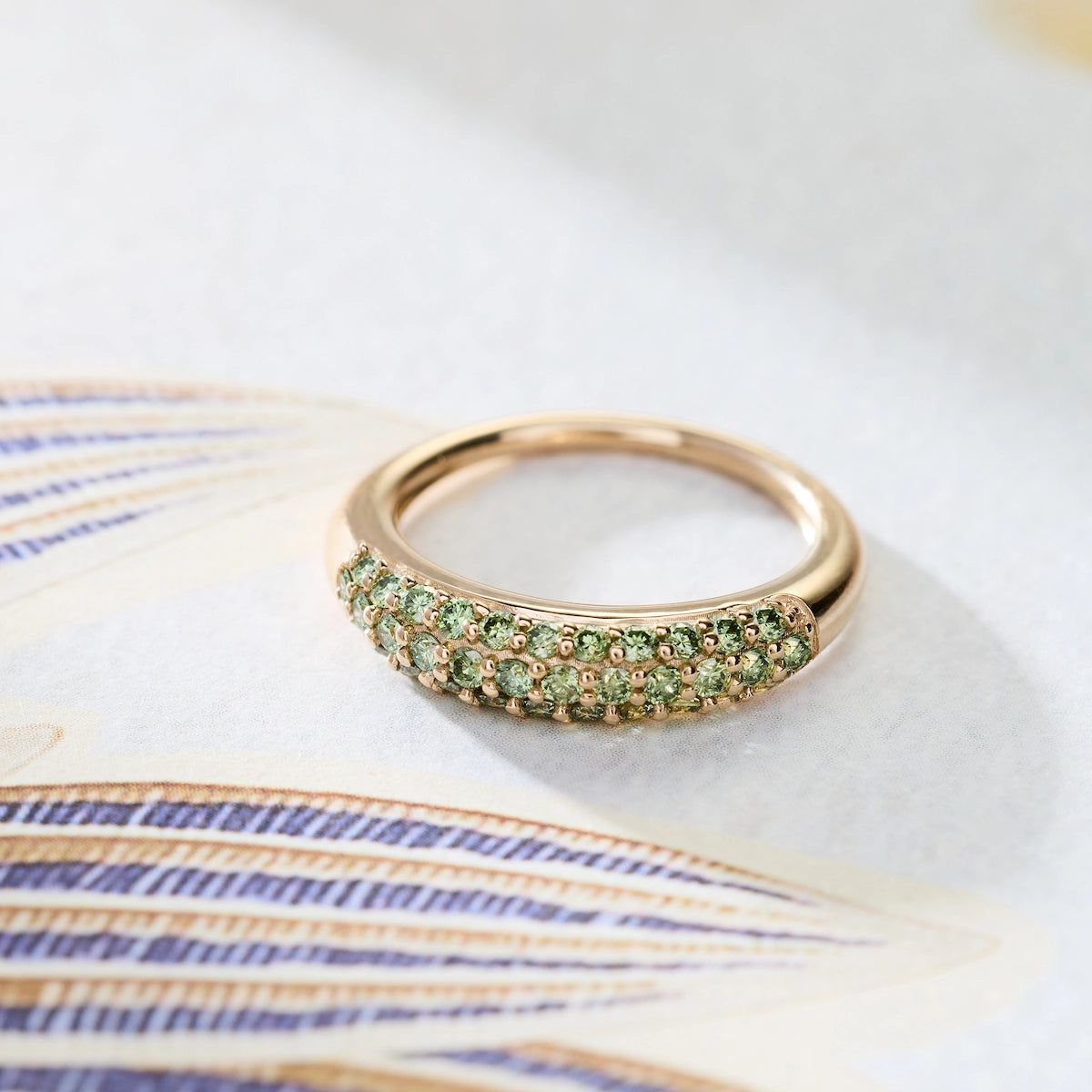 Adelaide Pavé Pistachio Diamond Ring in 14k Gold
