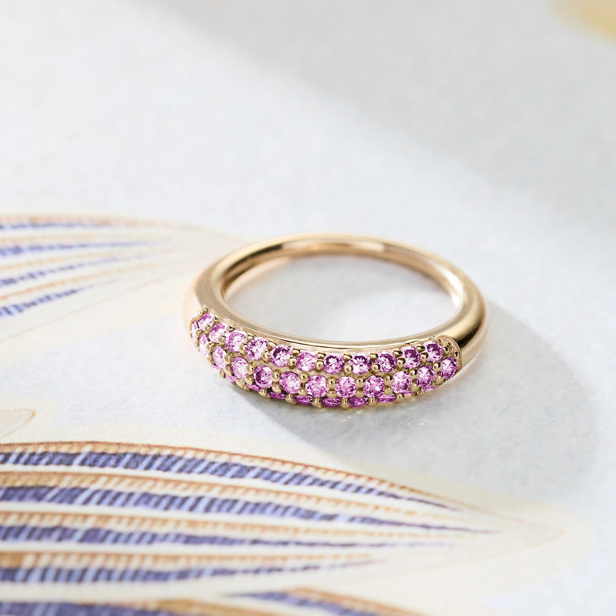 Adelaide Pavé Peony Diamond Ring in 14k Gold