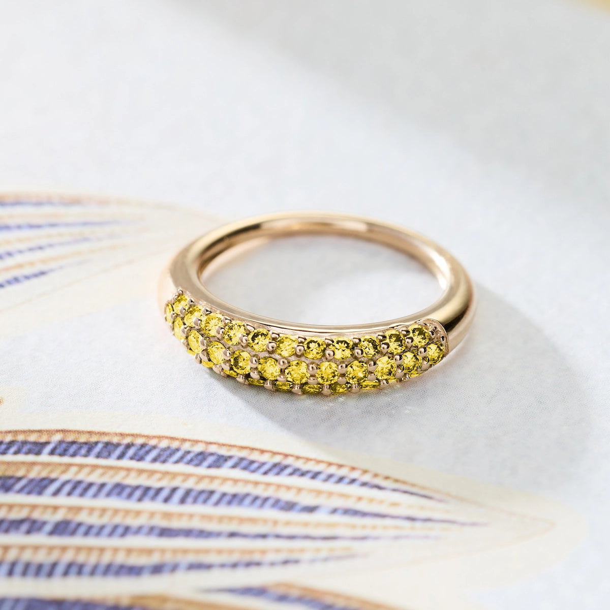Adelaide Pavé Canary Diamond Ring in 14k Gold (November)