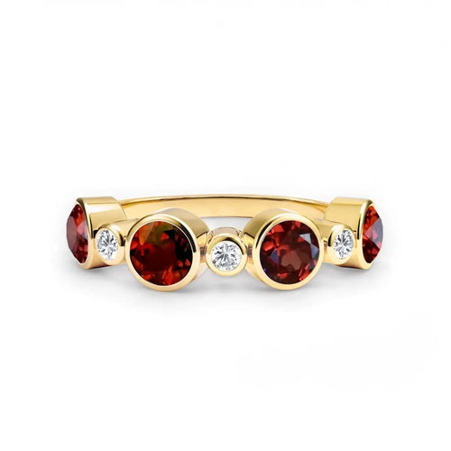 Barrington Garnet Band Ring with Diamonds in 14k Gold (January)