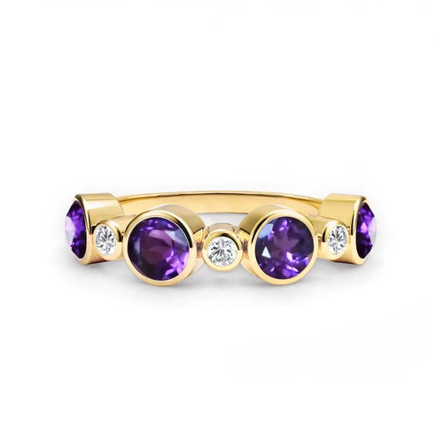 Barrington Amethyst Band Ring with Diamonds in 14k Gold (February)