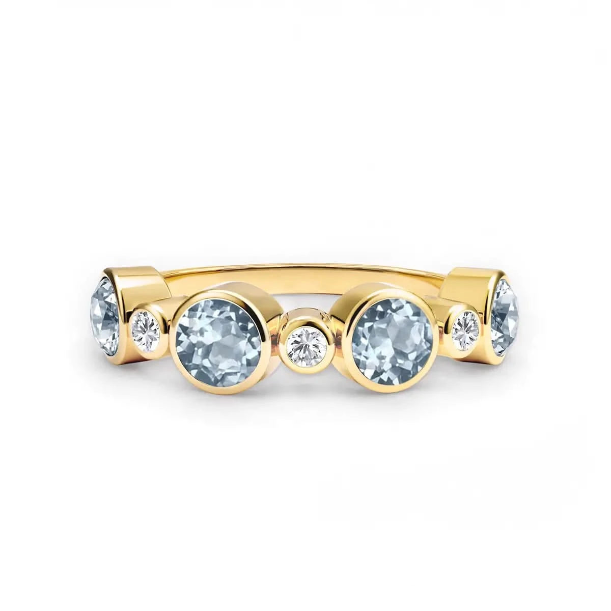 Barrington Aquamarine Band Ring with Diamonds in 14k Gold (March)