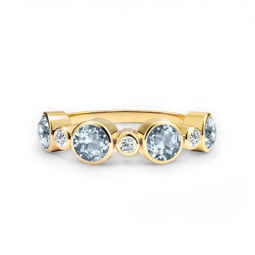 Barrington Aquamarine Band Ring with Diamonds in 14k Gold (March)
