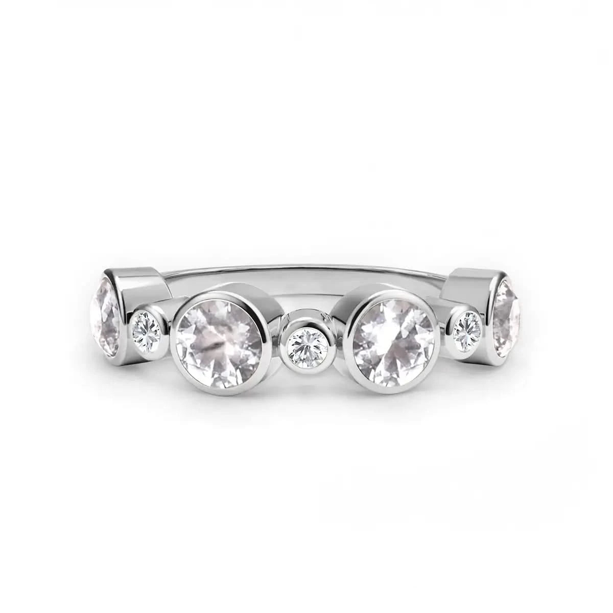 Barrington White Topaz Band Ring with Diamonds in 14k Gold (April)
