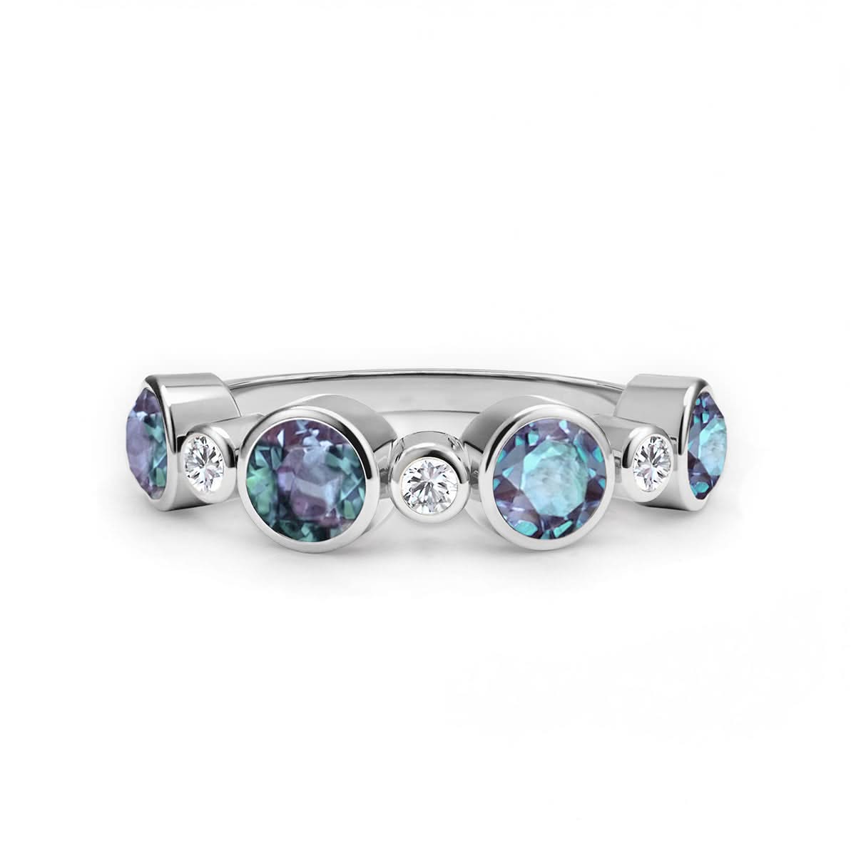 Barrington Alexandrite Band Ring with Diamonds in 14k Gold (June)