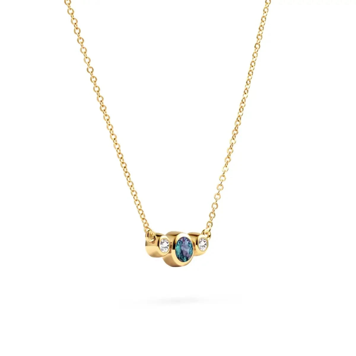 Barrington Alexandrite Necklace with Diamond Side Stones (June)